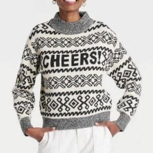 Cheers A New Day Black and White Festive Sweater